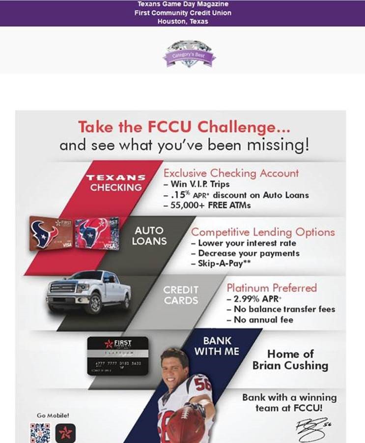 FCCU Challenge winning ad